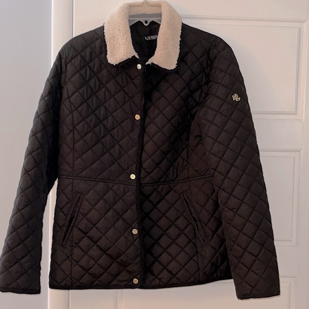 LAUREN RALPH LAUREN Black Quilted Jacket L